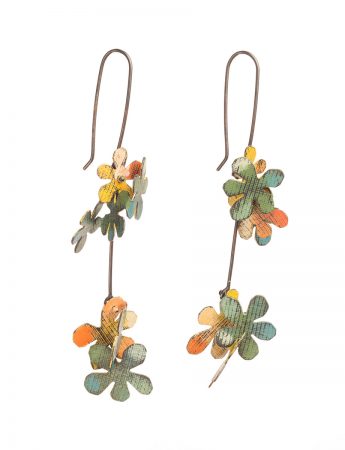 Long Jasmine Earrings – Green & Orange