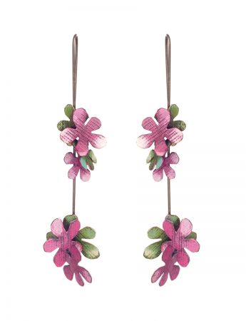 Long Jasmine Earrings – Green & Pink