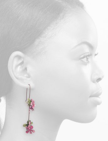 Long Jasmine Earrings – Green & Pink