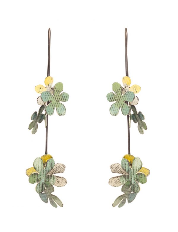 Long Jasmine Earrings – Green & White