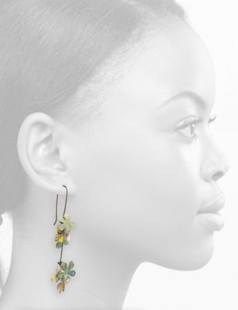 Long Jasmine Earrings – Green & White