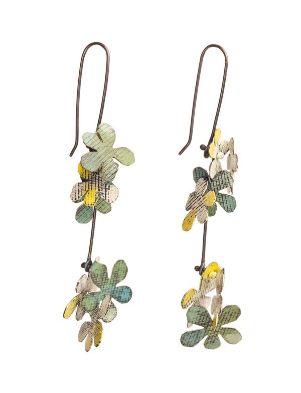 Long Jasmine Earrings – Green & White
