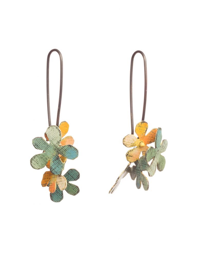 Short Jasmine Earrings – Green & Orange