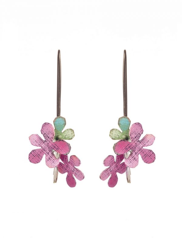 Short Jasmine Earrings – Green & Pink