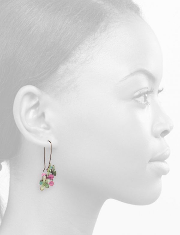 Short Jasmine Earrings – Green & Pink