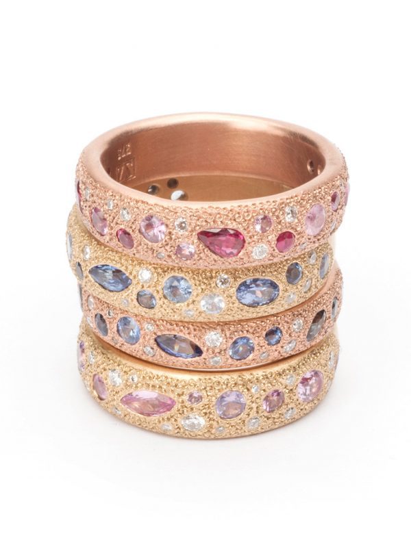 Large Pink Eternal Love Ring – Yellow Gold