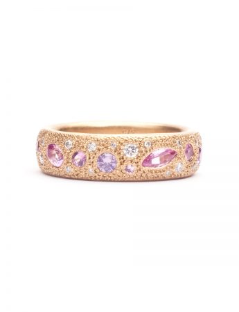 Large Pink Eternal Love Ring – Yellow Gold