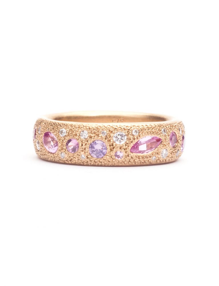 Large Pink Eternal Love Ring – Yellow Gold