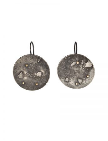 Large Moonscape Hook Earrings – Black & Gold