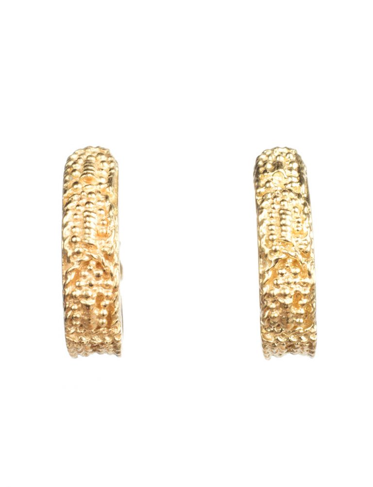 Sacred Palm Hoop Earrings – Yellow Gold