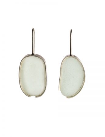 Seafoam Beach Glass Earrings – Silver