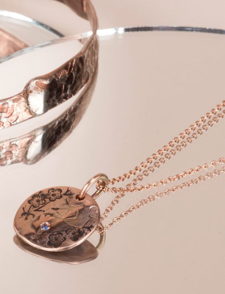 Rose gold cherry blossom on sale necklace