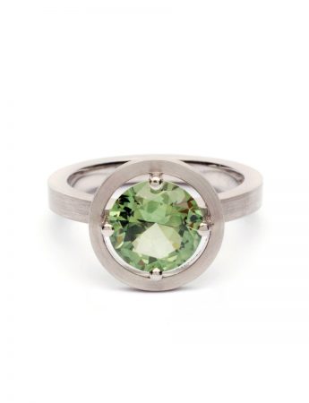 Eucalyptus Halo Ring – White Gold & Sapphire