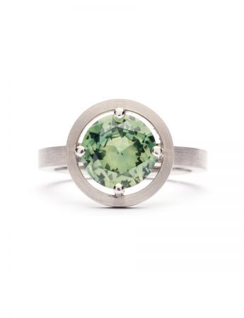 Eucalyptus Halo Ring – White Gold & Sapphire