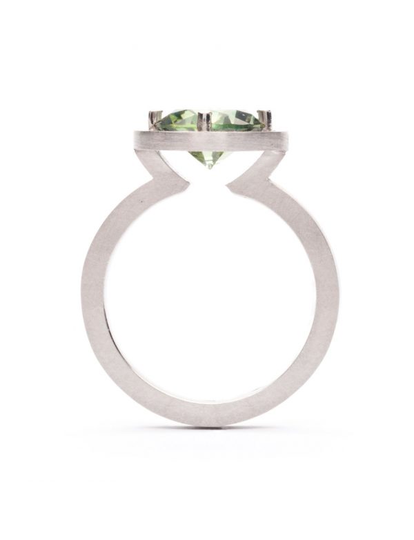 Eucalyptus Halo Ring – White Gold & Sapphire