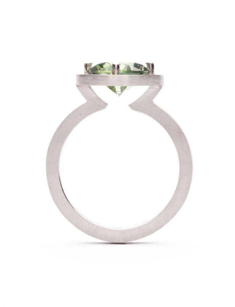 Eucalyptus Halo Ring – White Gold & Sapphire
