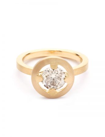 Flush Halo Ring – Gold & Champagne Diamond