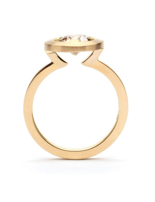 Flush Halo Ring – Gold & Champagne Diamond