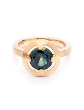 Flush Halo Ring – Gold & Green Sapphire