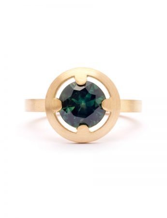 Flush Halo Ring – Gold & Green Sapphire