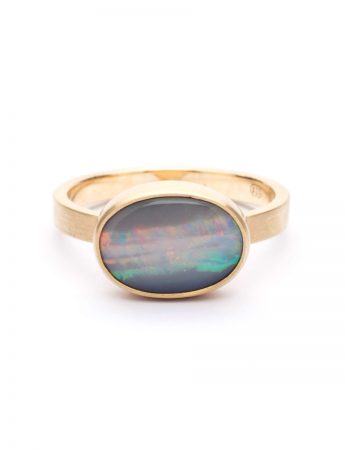 Striped Mintabie Opal Ring