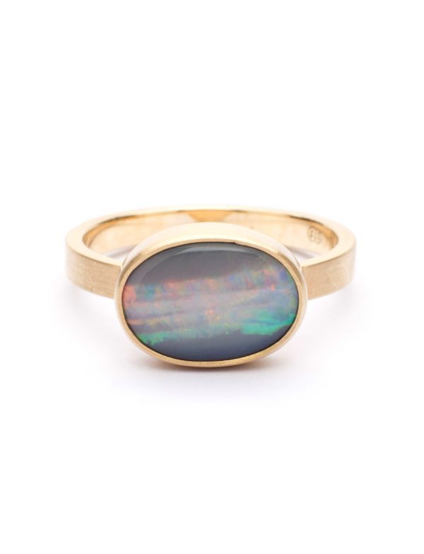 Striped Mintabie Opal Ring