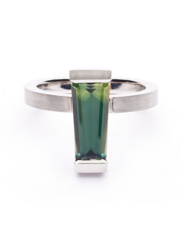 Tapered Fallingwater Ring – Platinum & Sapphire
