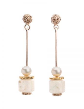 Column Earrings – Pearl & Moonstone