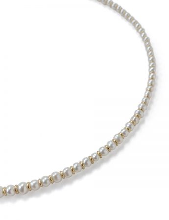 Contrast White Pearl & Yellow Gold Necklace