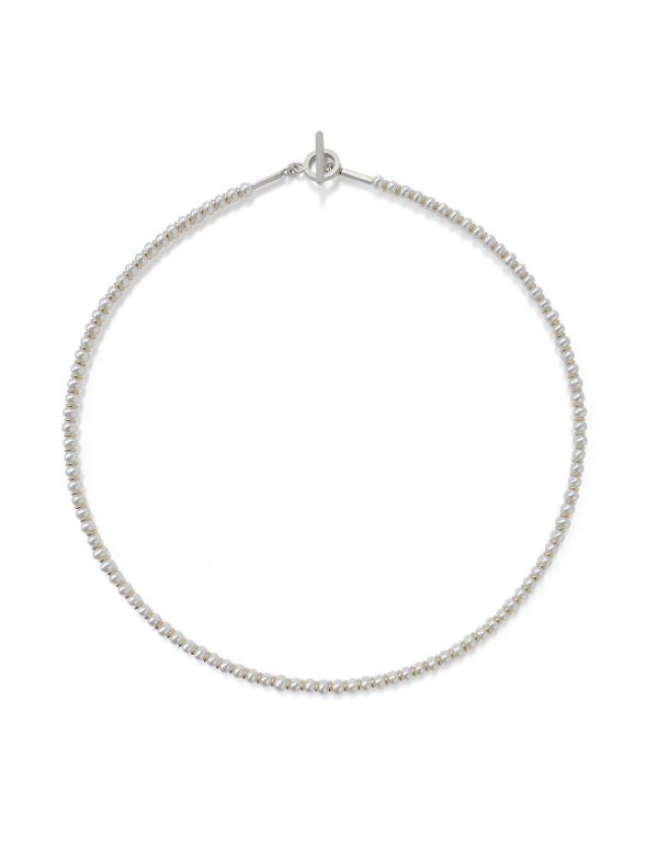 Contrast White Pearl & Yellow Gold Necklace