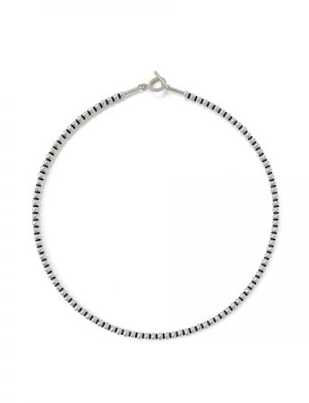 Contrast White Pearl and Blackened Silver necklace