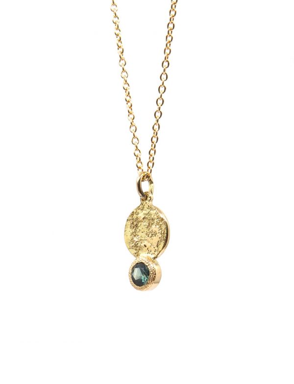 Galaxy Forces Pendant Necklace – Yellow Gold & Teal Sapphire