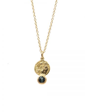 Galaxy Forces Pendant Necklace – Yellow Gold & Teal Sapphire