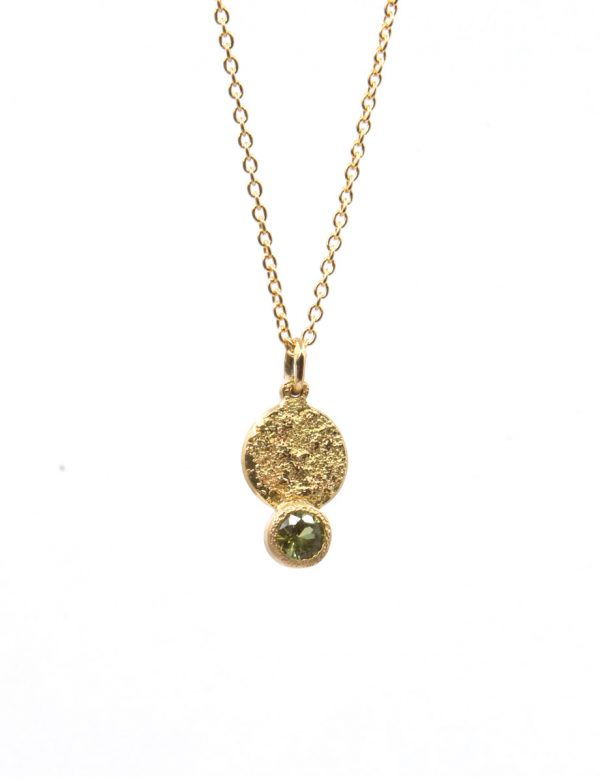 Galaxy Forces Pendant Necklace – Yellow Gold & Lime Sapphire