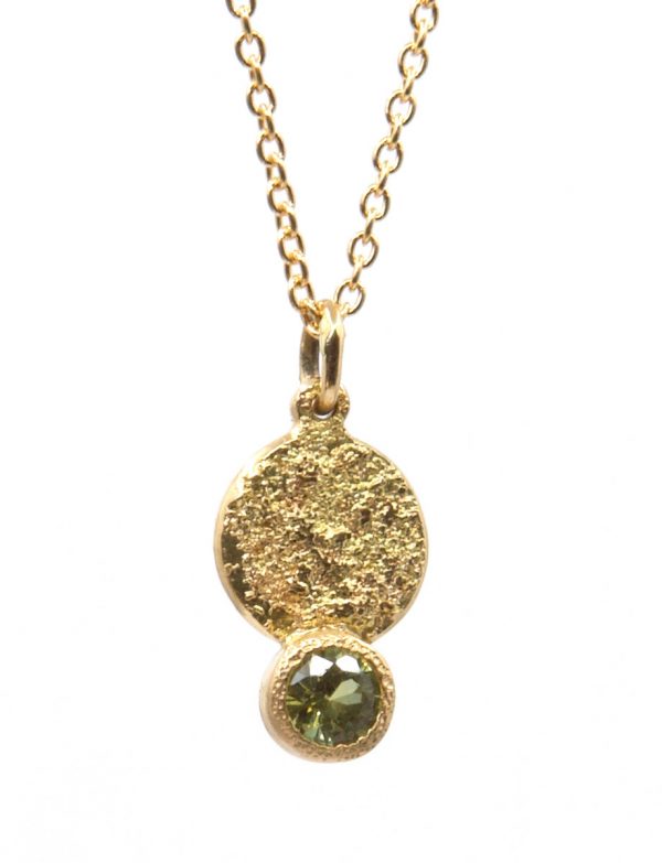 Galaxy Forces Pendant Necklace – Yellow Gold & Lime Sapphire