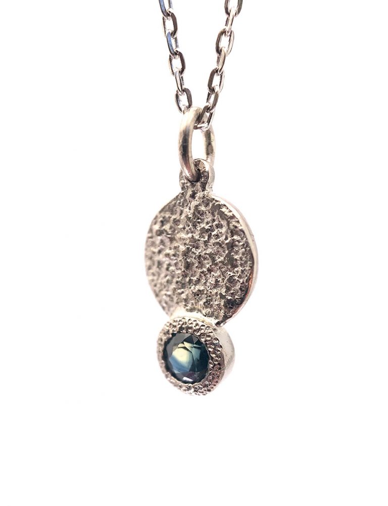 Galaxy Forces Pendant Necklace – White Gold & Teal Sapphire