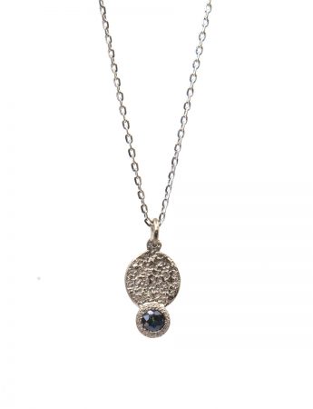 Galaxy Forces Pendant Necklace – White Gold & Teal Sapphire