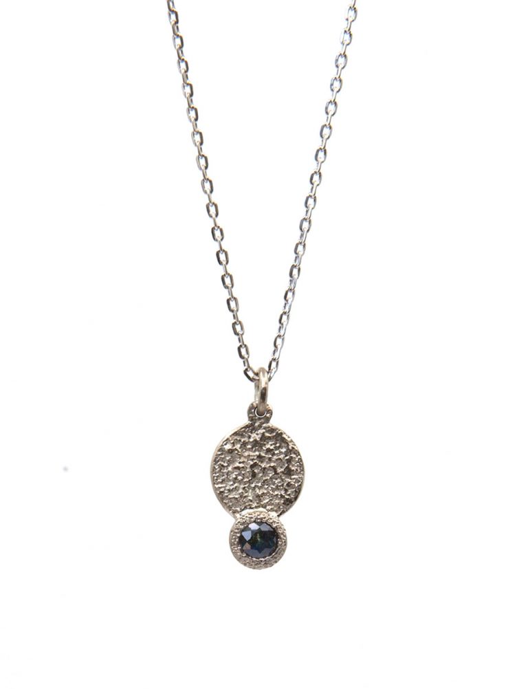 Galaxy Forces Pendant Necklace – White Gold & Teal Sapphire