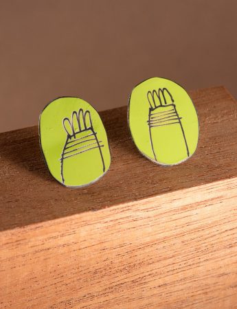 House Stud Earrings – Lime Green