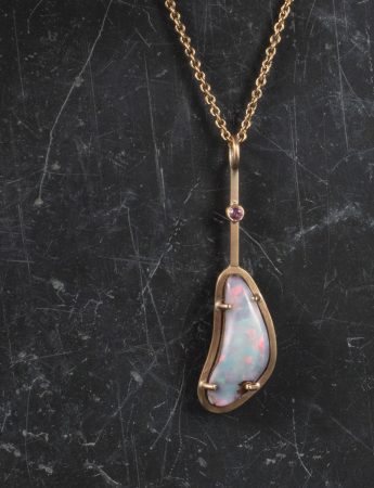 Pastel Opal & Pink Sapphire Pendant Necklace