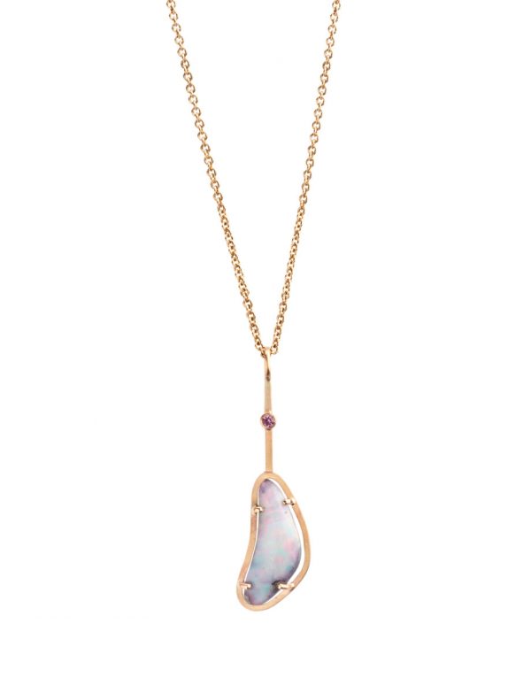 Pastel Opal & Pink Sapphire Pendant Necklace