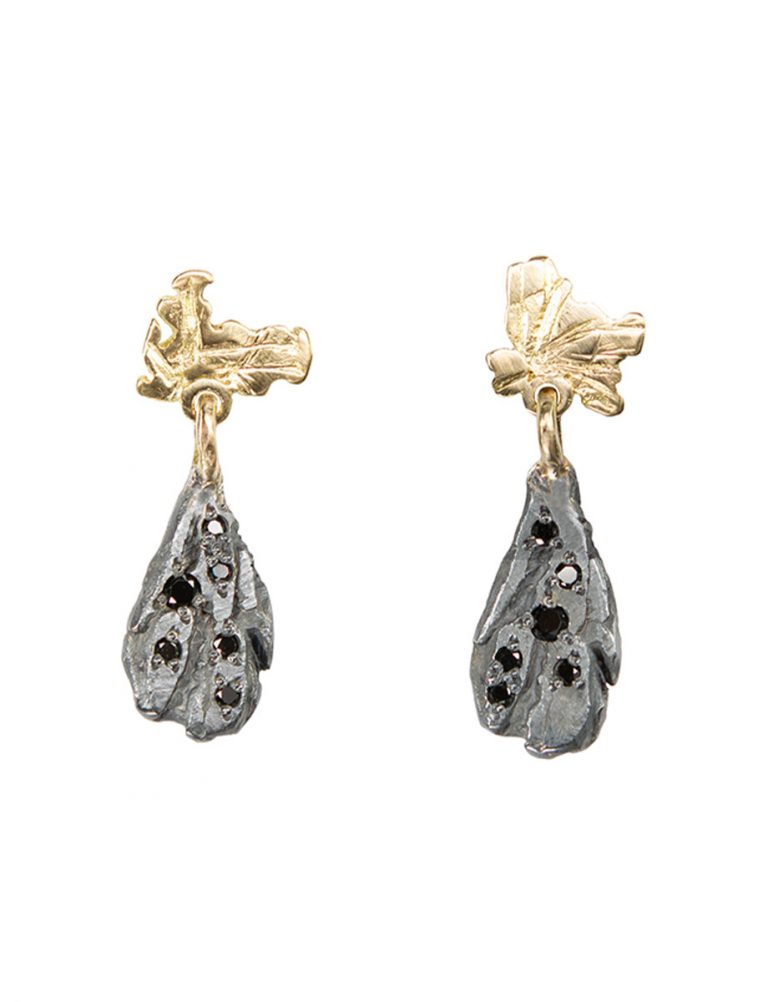 Fragment Earrings – Gold & Black Diamonds