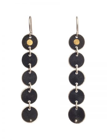 Golden Eye Five Disc Hook Earrings – Black & Gold