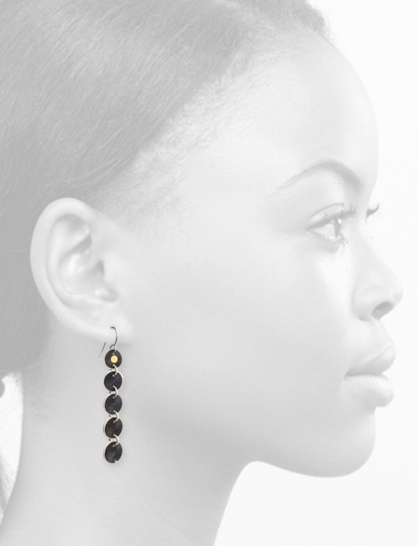 Golden Eye Five Disc Hook Earrings – Black & Gold