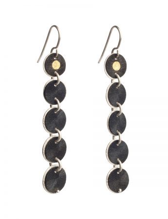 Golden Eye Five Disc Hook Earrings – Black & Gold