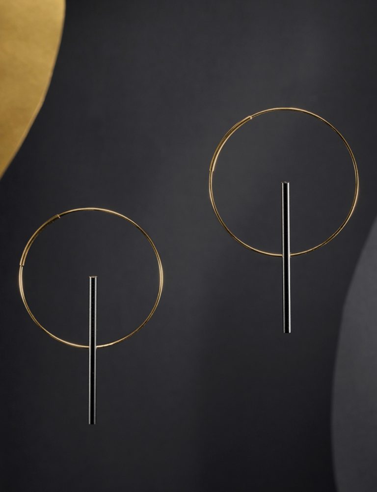 Axis Earrings – Black & Gold