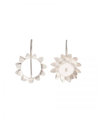 Day & Night Sunflower Hook Earrings – Silver