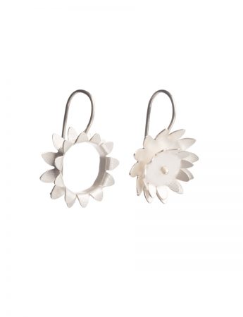 Day & Night Sunflower Hook Earrings – Silver