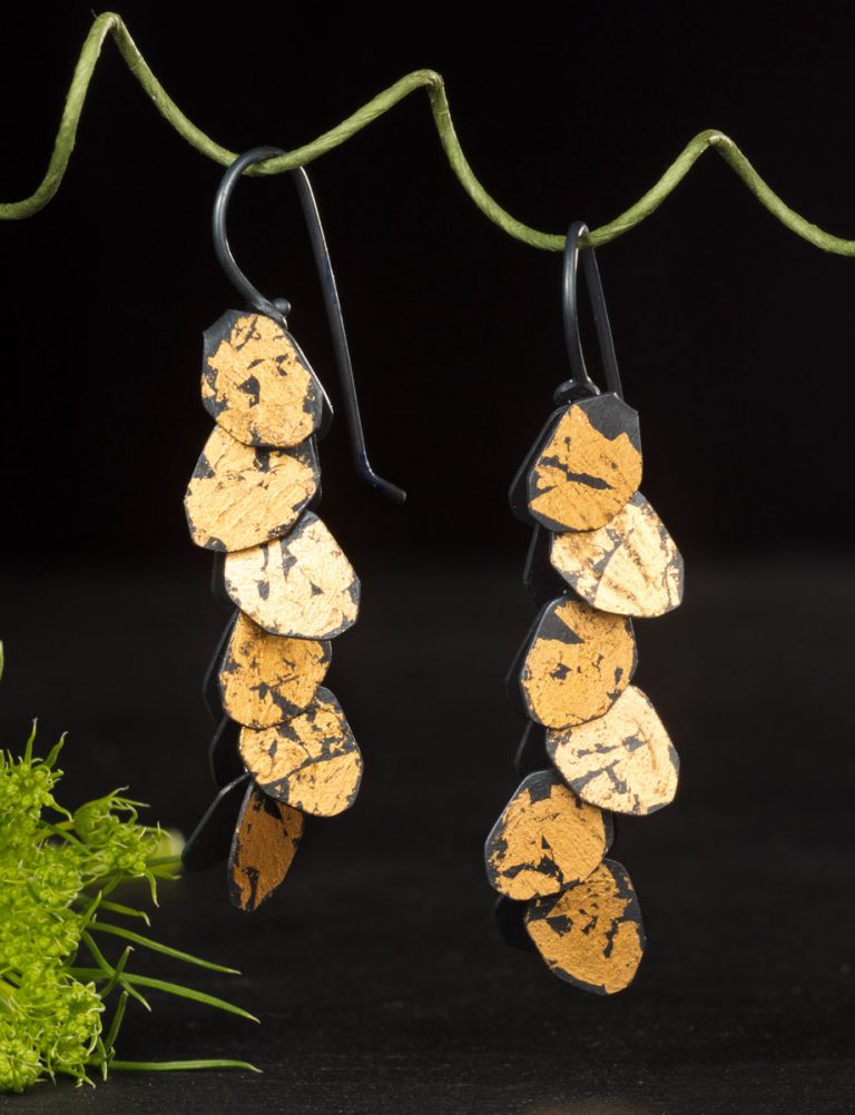 Wisteria 6 Drop Earrings – Black & Gold