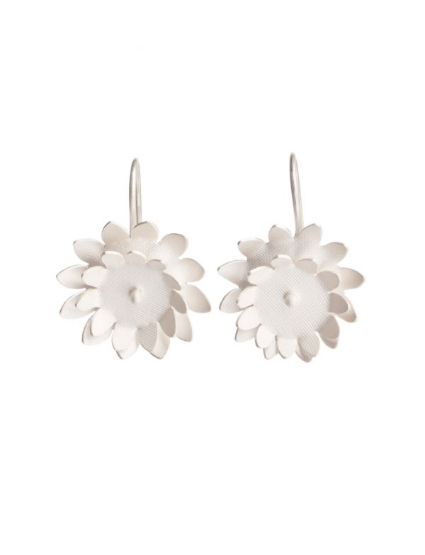 Two Layer Day Sunflower Earrings – Silver
